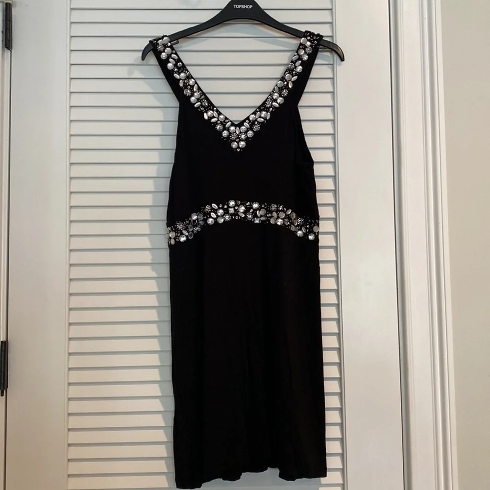 Black Warehouse dress with gemstone detail front and back. Great condition. - Picture 4 of 4